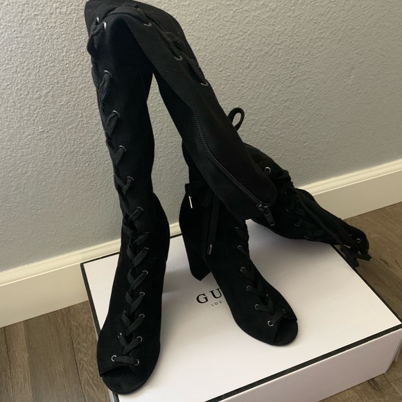 Guess Knee High Tie Up Boots - Picture 2 of 5